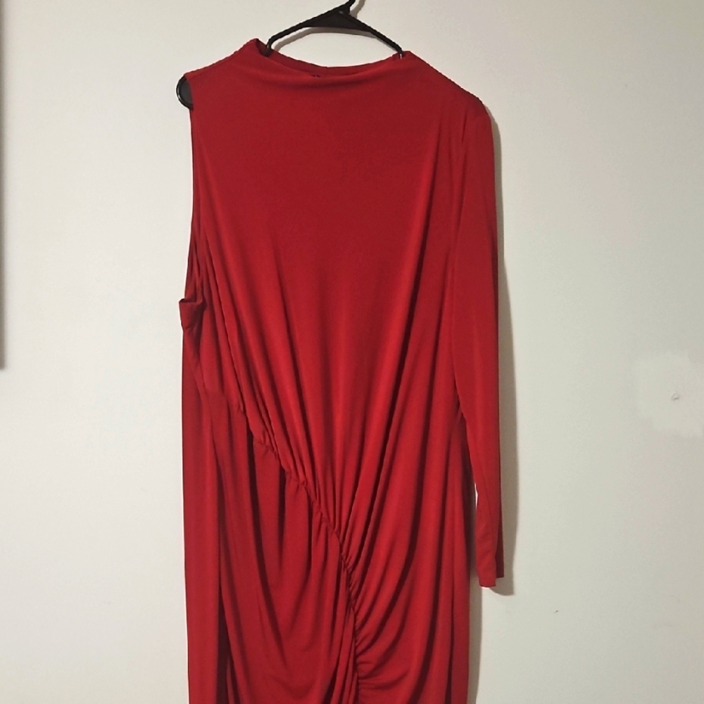 Eloquii Red Asymmetrical Ruched Sheath Dress